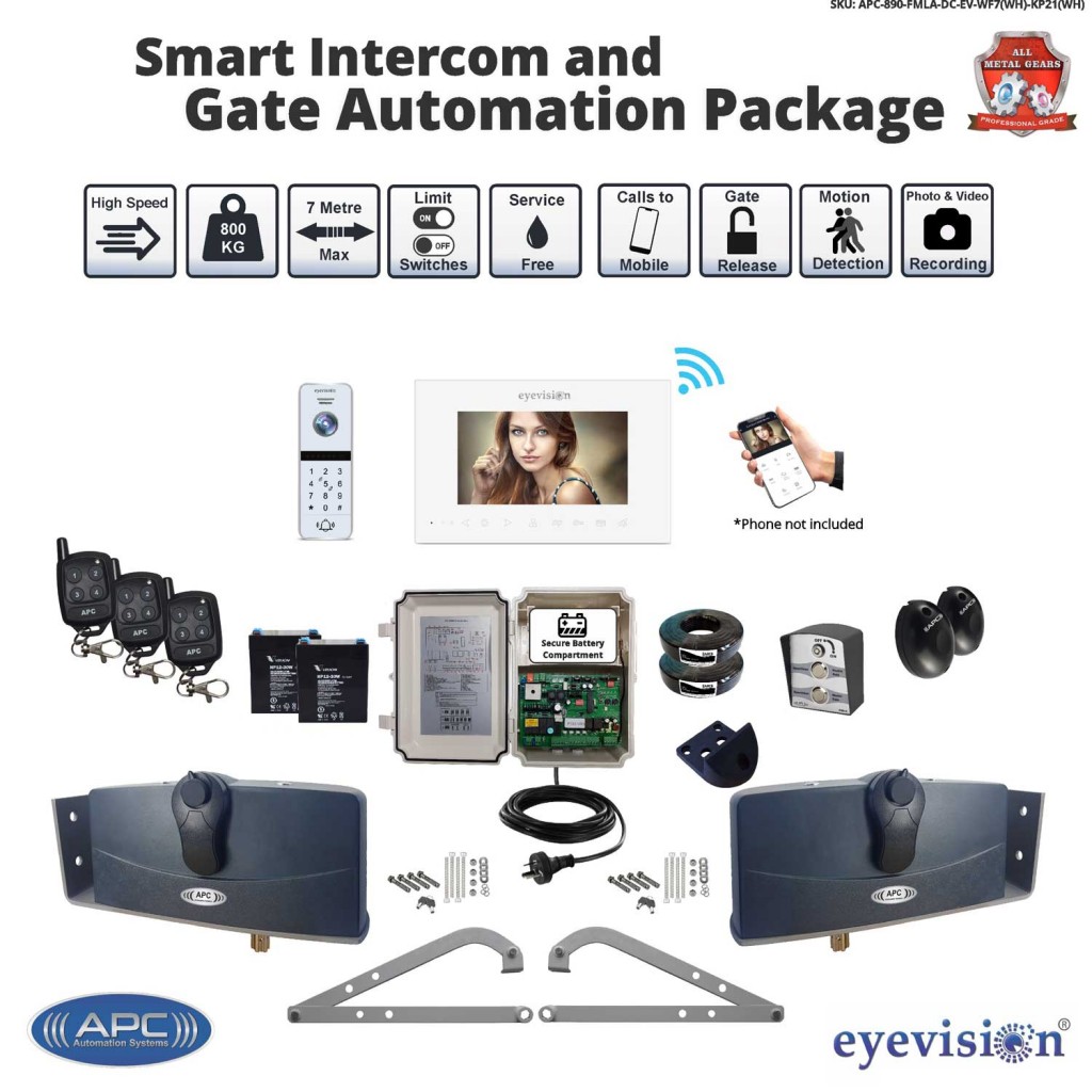 Smart Wifi Gate Automation Combo Double Swing Gate Opener with WiFi Intercom Smartphone Access System