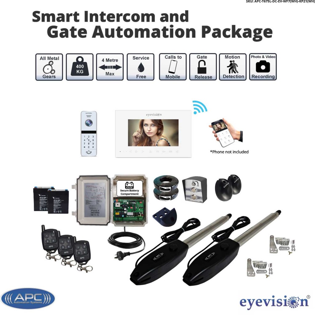 Double Swing Automatic WiFi Gate Opener System with WiFi Intercom Combo Smart Gate Automation System