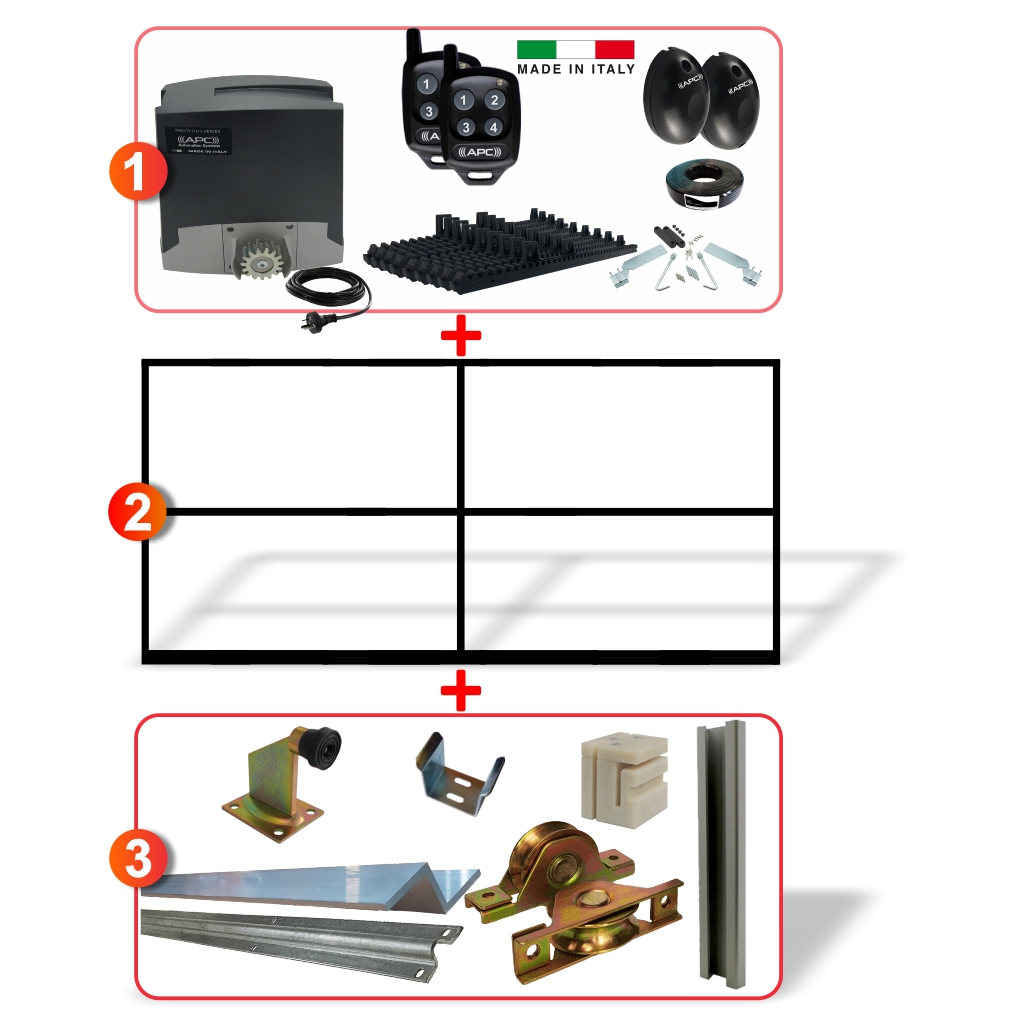 3.5m Gate Frame Including Sliding Gate Hardware + Heavy Duty 500kg Sliding Gate Opener System