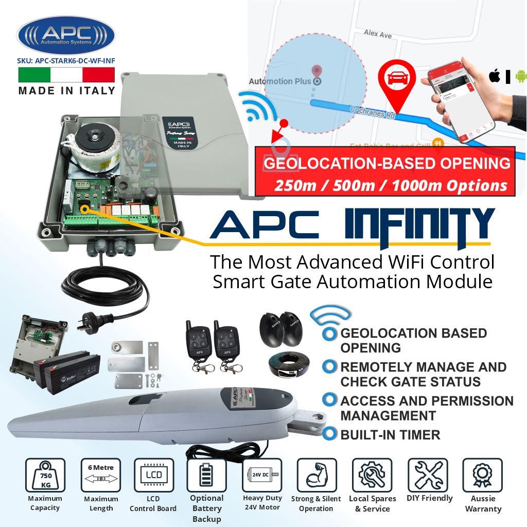 Super Duty Italian Made STARK6 wi-fi Gate Automation Kit With The Most Advanced Smart Gate Automation Control Wi-Fi Module APC Infinity.