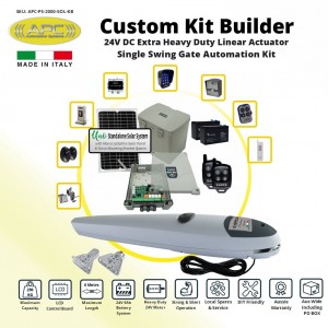 Single Swing Solar Gate Opener, Electric Automatic Motorized Gate System 250Kg/2M Max, Driveway - Farm Gate Opener