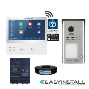 2 Wire Smart Video Intercom System, WiFi Connection, Smart Phone APP, Easy Installation, Non Polarity, 105° Video Camera