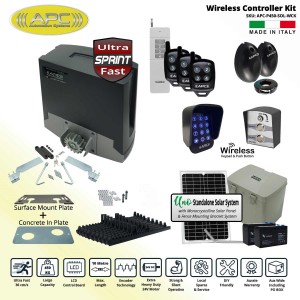 Automatic Sliding Gate Automation, APC Proteous 450 Sprint, Solar Electric Sliding Gate Opener Wireless Controller Kit, APC Standalone Solar Gate Automation Systems