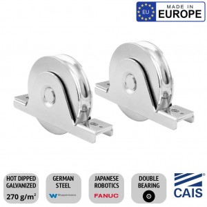 Pair of 88mm Recess Mount European Made Double Bearing Sliding Gate Wheels. CAIS WSO 924 B2 High-Quality German Steel, Rebate Gate Wheels