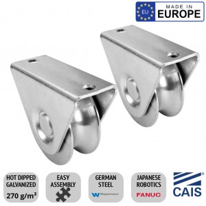 Pair of 78mm Flat Mount European Made Sliding Gates Wheel. High-Quality German Steel CAIS WTO Single Bearing Gate Wheel