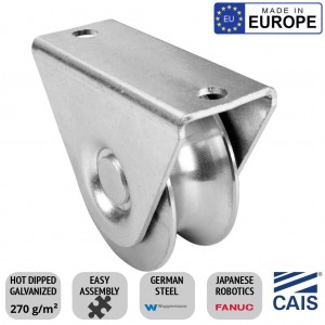 Singular 78mm Flat Mount European Made Sliding Gates Wheel. High Quality German Steel CAIS WTO Single Bearing Gate Wheel