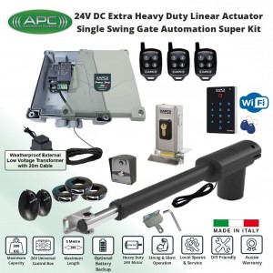 Single Swing Driveway Gate Opener 24V LV System, WiFi Keypad APP Controller Automatic Electric Gate Opener Kit