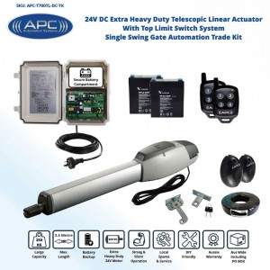 Gate Automation Kit with Robust Cast Alloy Casing and Magnetic Limits, Single Swing Gate Opener