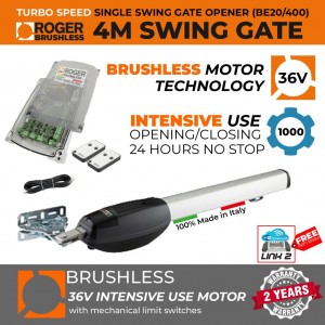 Italian-Made Roger Technology Brushless Swing Gate Automotion System| Max. 4M or 400KG Gate Leaf | Super Intensive Use