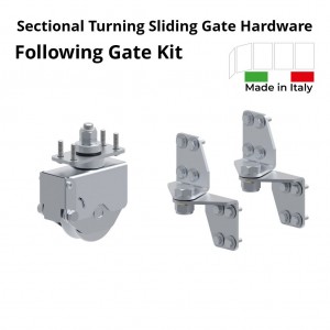 Corner Turning Sectional Sliding Gate Hardware Secondary Leaf Kit with Gate Hinges and Rotating Wheel